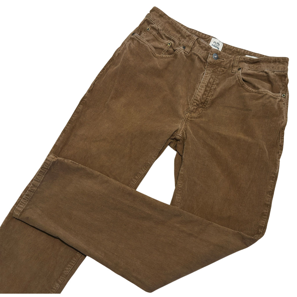 Flint and Tinder Corduroy Pants Mens 32x32 Straight Fit Brown Five Pocket Casual